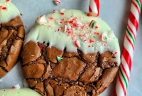 Peppermint Brownie Cookies Dipped in Chocolate