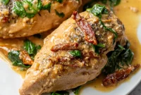 Slow-Cooker Tuscan Chicken with Sun-Dried Tomatoes & Spinach