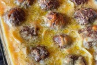Cheesy Au Gratin Meatball Casserole Recipe