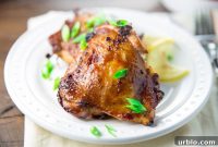 Grilled Lemon-Garlic Chicken Thighs on the Big Green Egg