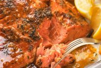 Honey Mustard Glazed Salmon with Lemon and Garlic