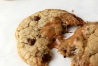 Giant Chocolate Chip Cookies Stuffed with Gooey Caramel