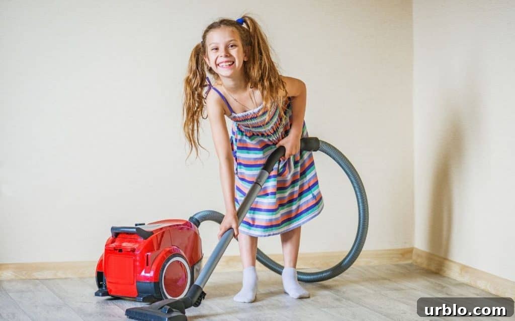 girl vacuuming