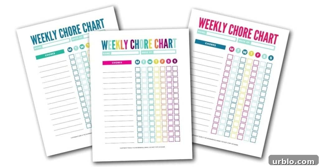 chore chart template for kids