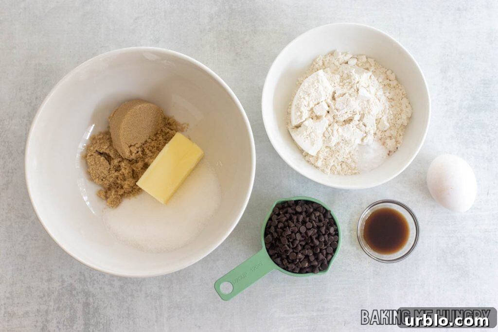 Decadent Brookie Bites Recipe: Chocolate Brownie + Cookie Bars 5 ingredients for brownie layer in bowls
