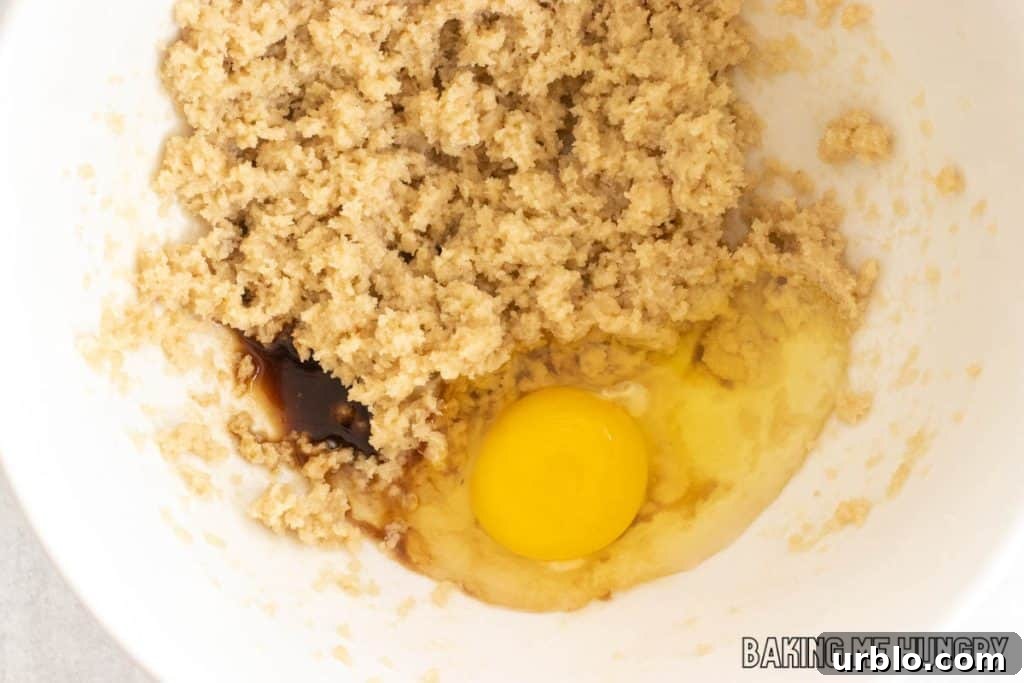 Decadent Brookie Bites Recipe: Chocolate Brownie + Cookie Bars 8 egg and vanilla added to bowl