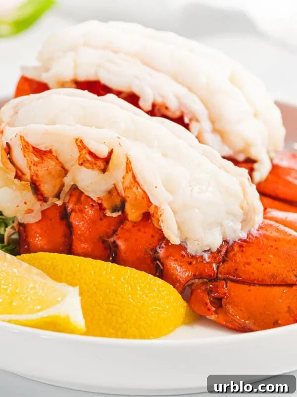 Steamed lobster tails that have been butterflied.