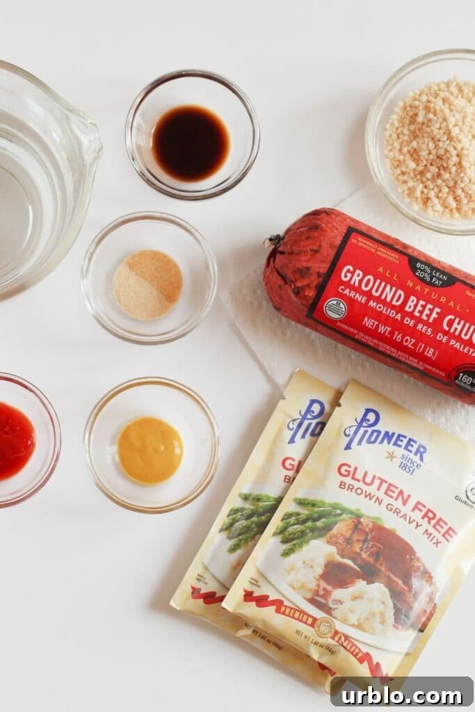 overhead shot of ingredients for smothered steaks on white counter