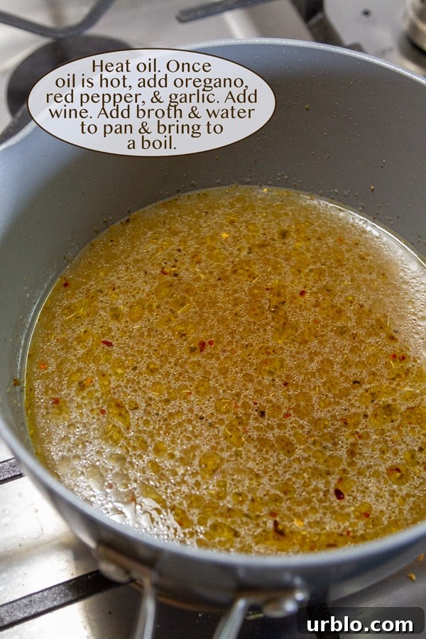 how to make this soup, spices and broth in a pan.