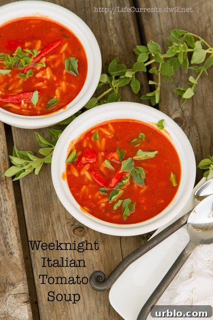 Easy Weeknight Italian Tomato Soup #vegan #soup #weeknight