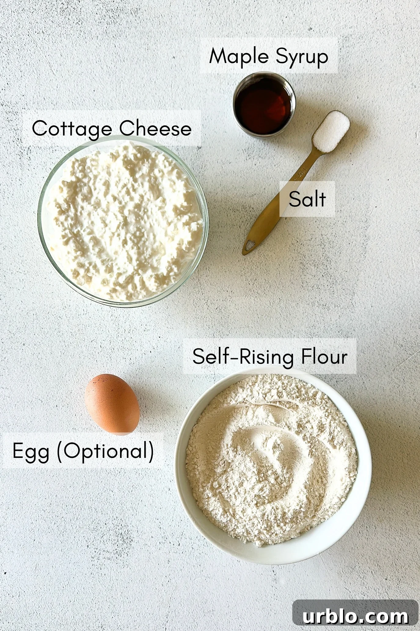 Ingredients to make cottage cheese rolls.