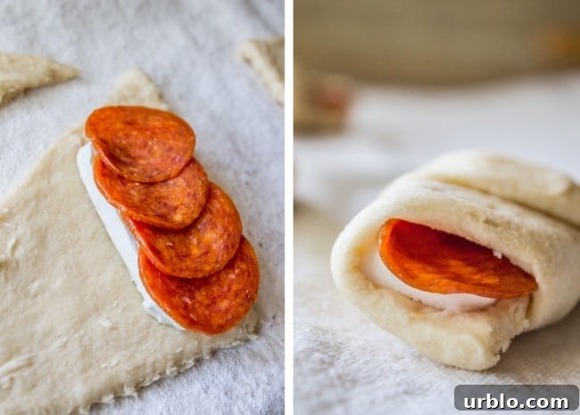 Pepperoni Cream Cheese Crescent Rolls from The Food Charlatan