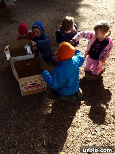 Kids playing with dirt while camping