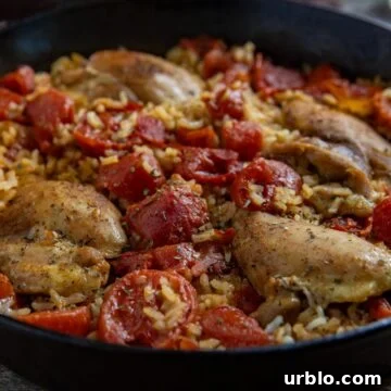 Cooked recipe in a cast iron skillet.