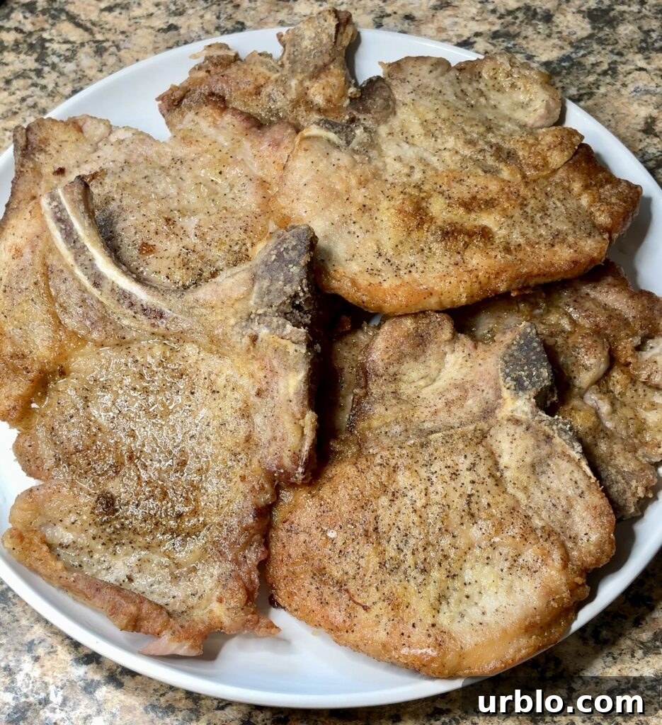 Crispy Fried Pork Chops with Homemade Pan Gravy 3 fried pork chops