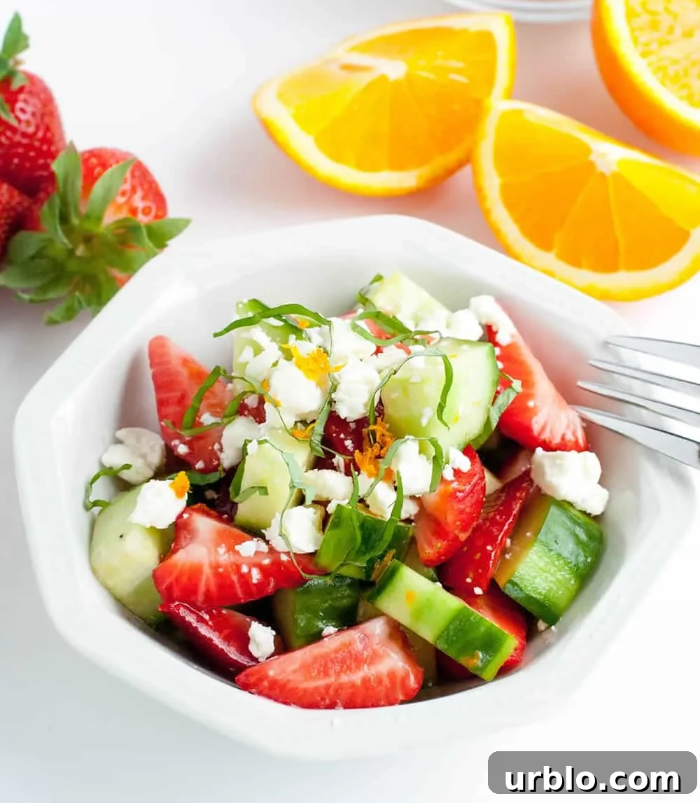 Bowl filled with Strawberry Cucumber Salad