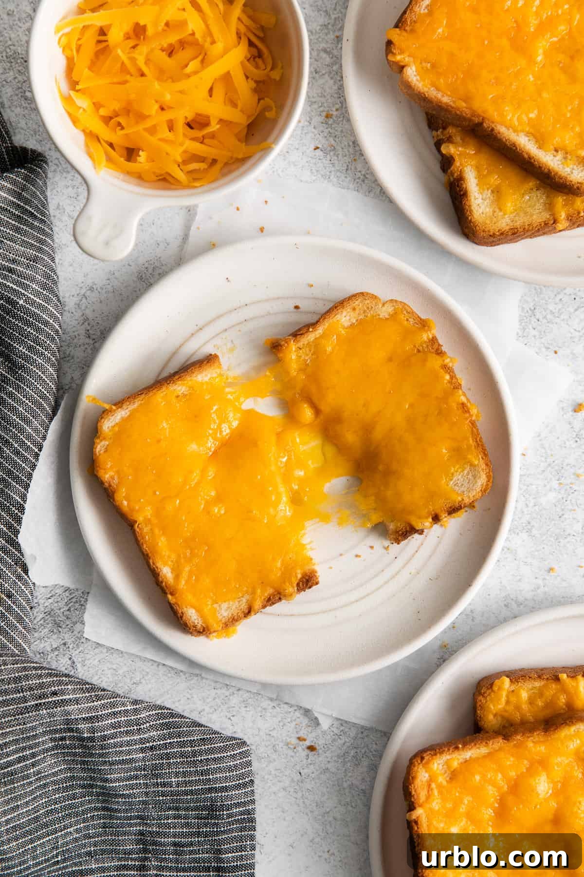 Cheese toast on a plate.