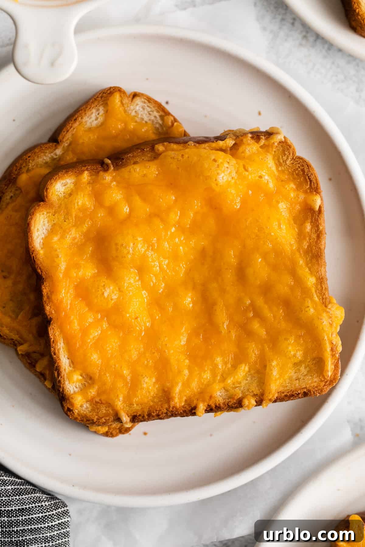 Cheese toast on a plate.