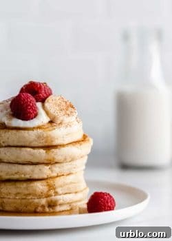 a close up view of a stack of pancakes