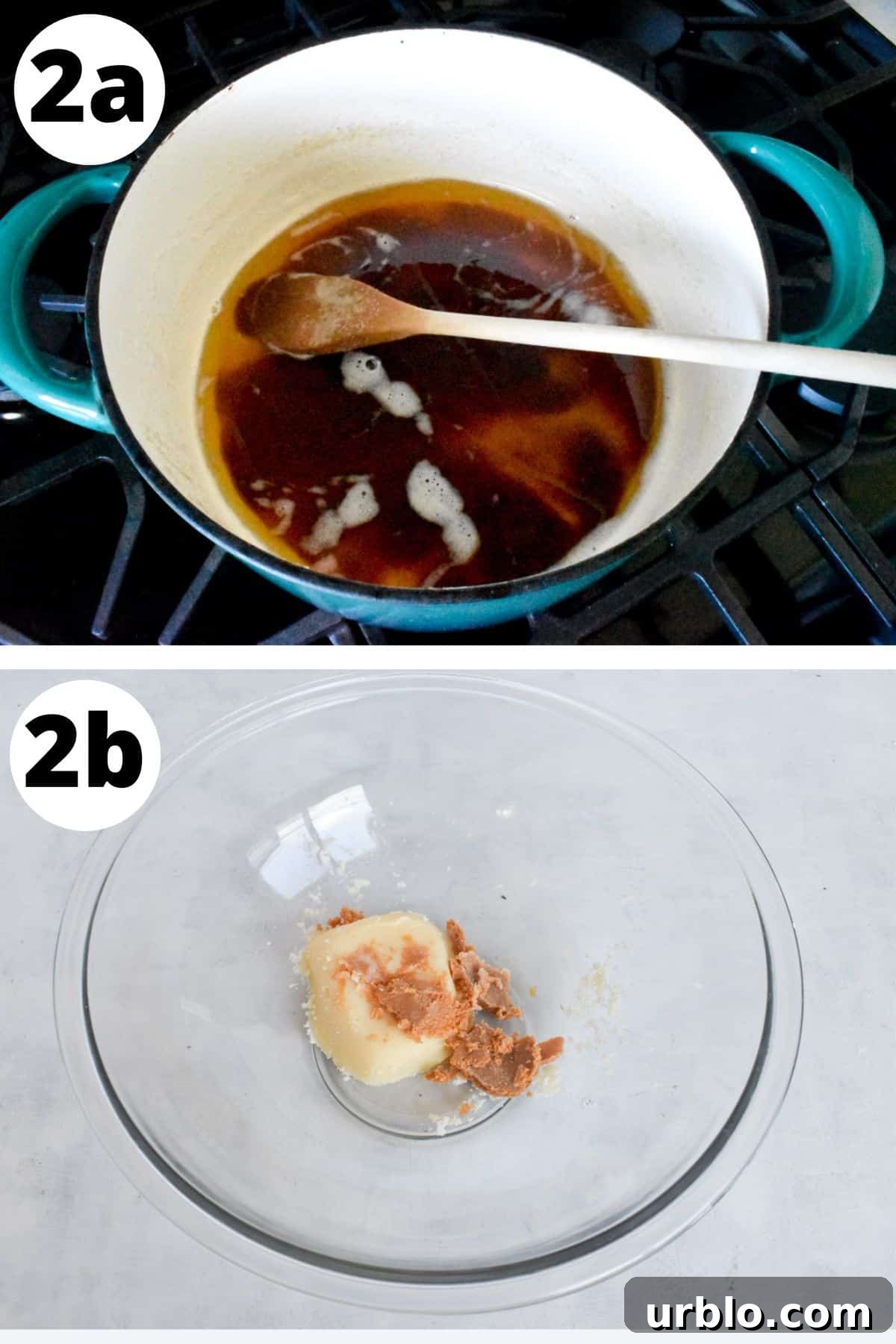 butter being browned in pot and then cooled.