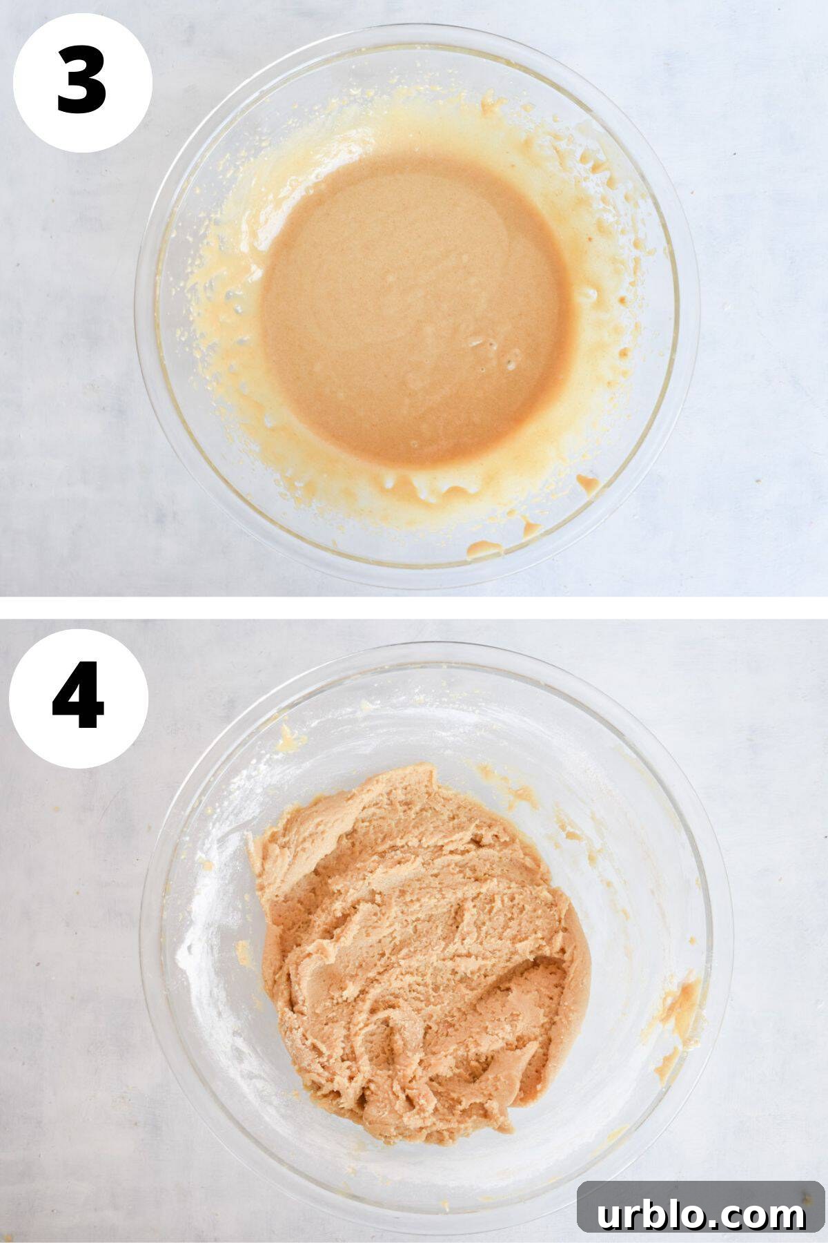 butter, tahini, and sugars being creamed together before dry ingredients are added.