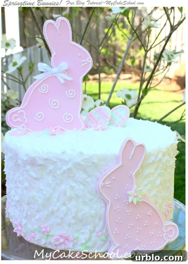 Adorable Springtime Bunnies Cake Tutorial by MyCakeSchool.com! Free Tutorial, perfect for Springtime and Easter Gatherings!