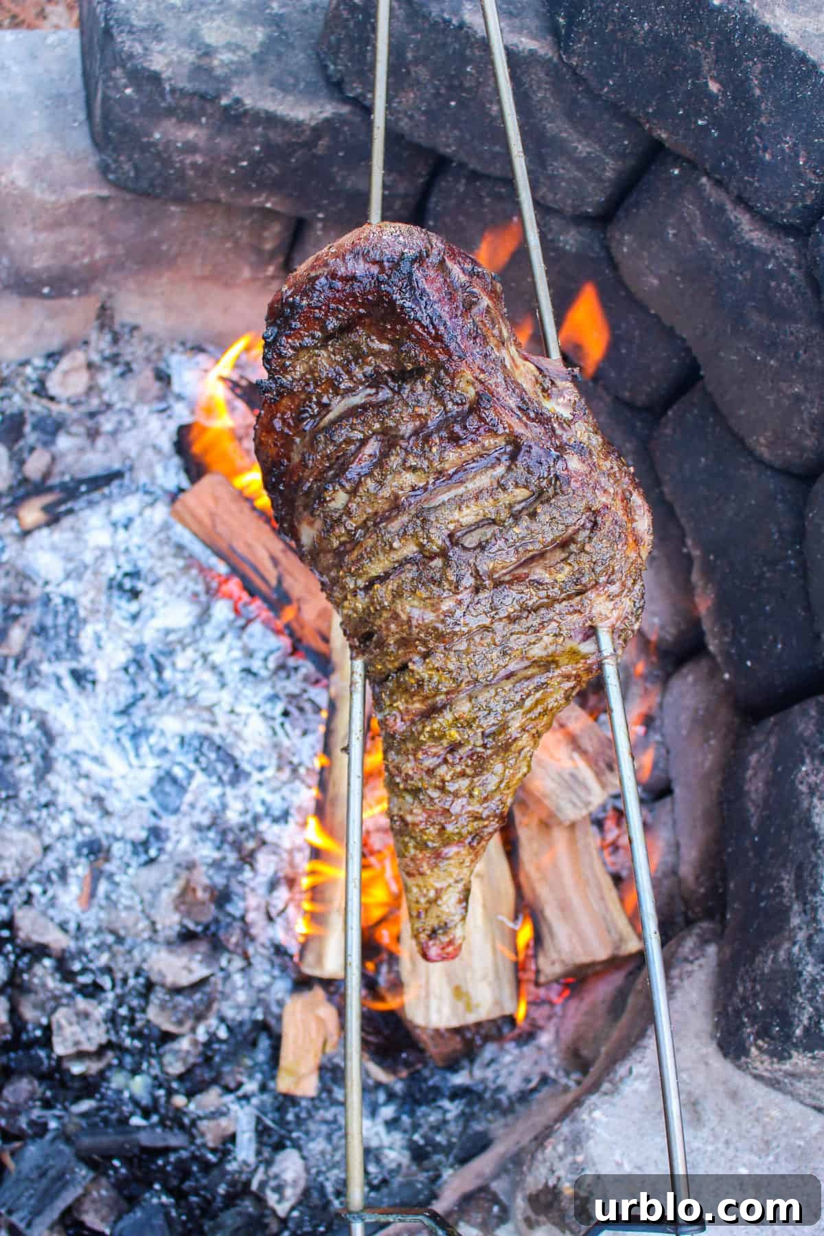 The lamb is halfway done. 