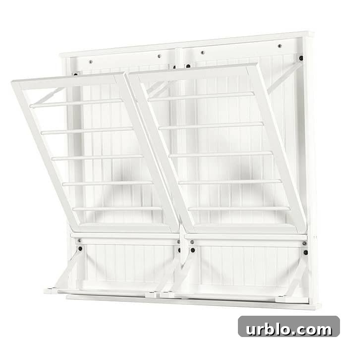 laundry room drying racks with beadboard