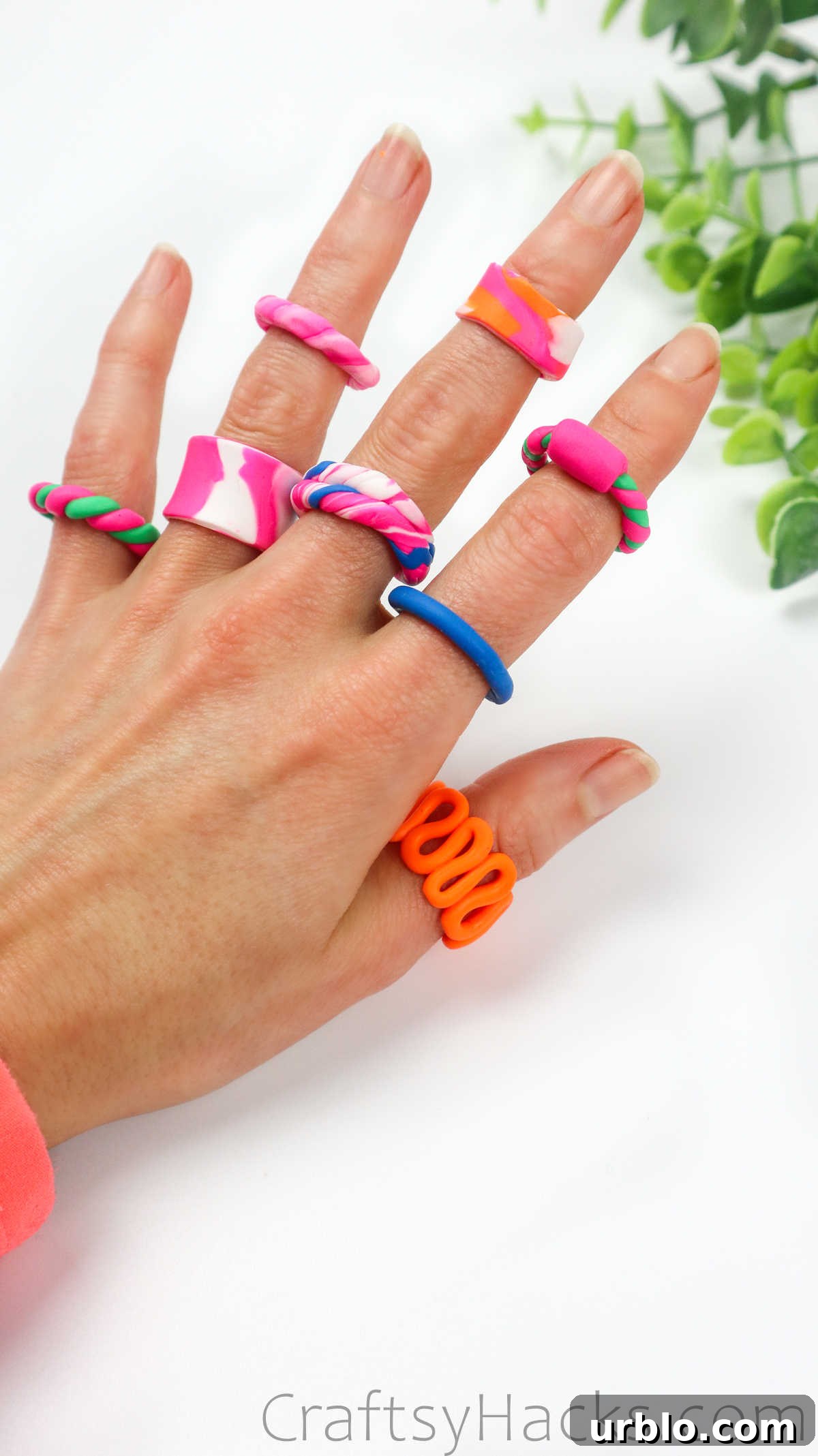 clay rings on hand