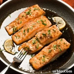 Honey Garlic Pan-Seared Salmon in Hexclad Hybrid Frying Pan.
