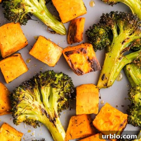roasted broccoli and sweet potatoes