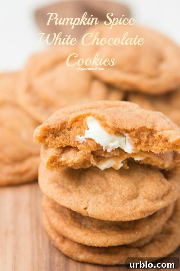 White Chocolate Stuffed Pumpkin Spice Pudding Cookies! ohsweetbasil.com