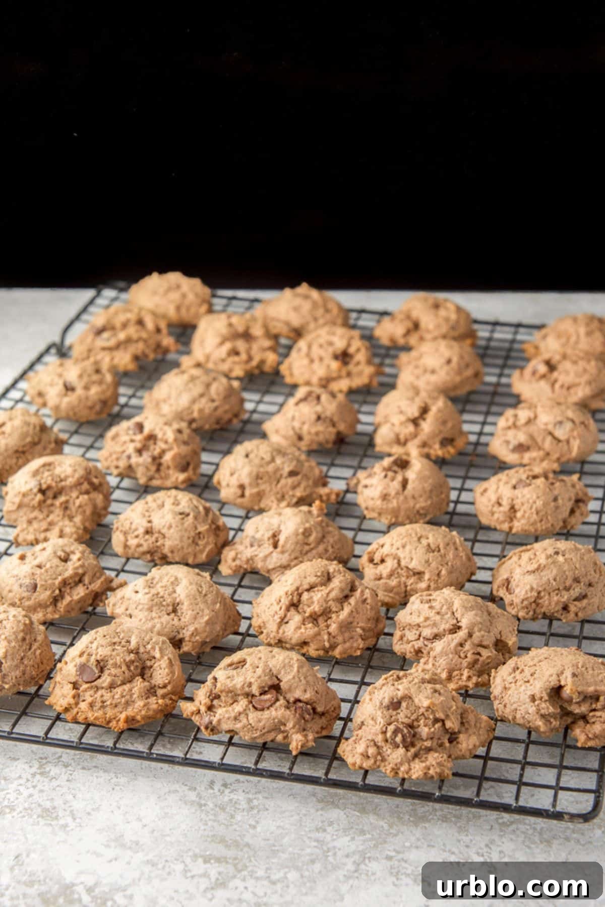 cream cheese cookies cooling on a wire rack