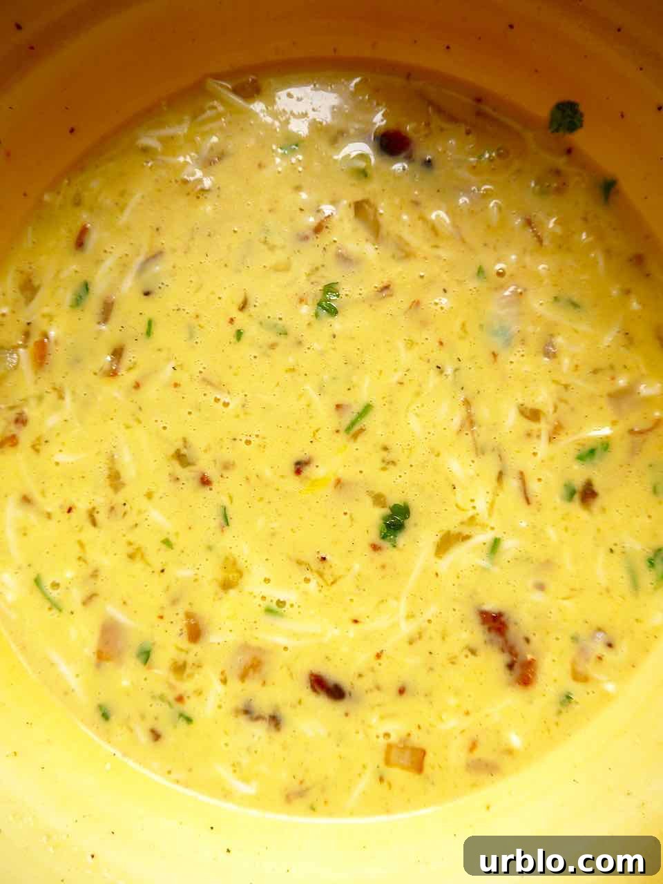 Mixture of quiche before cooking.