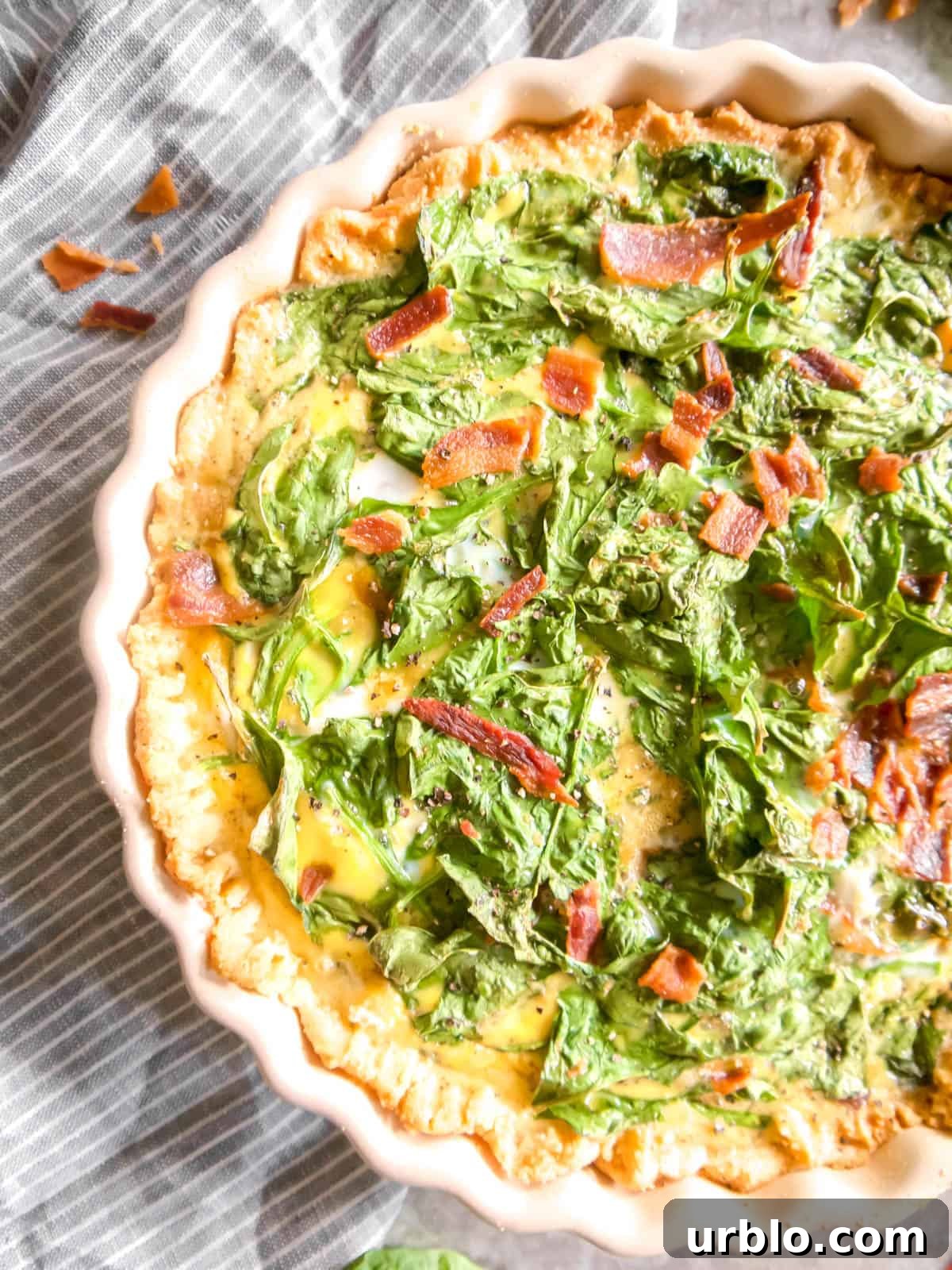 Gluten-free Spinach Bacon Quiche after cooking.