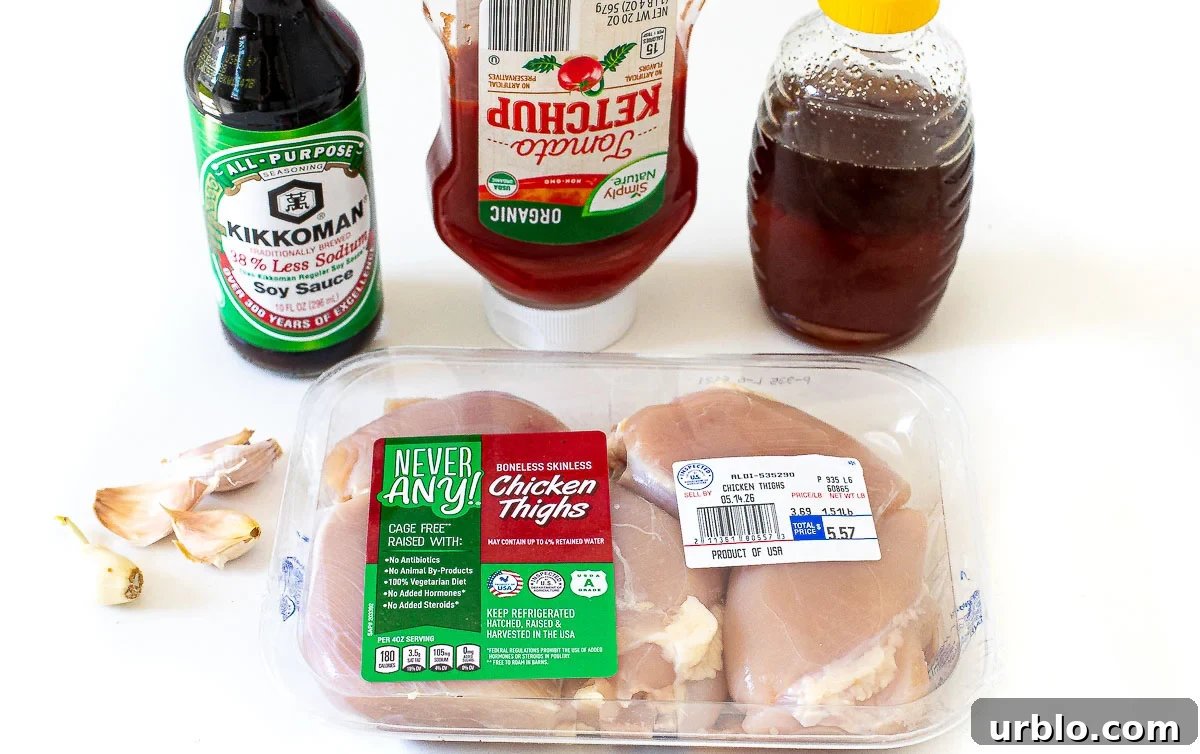 ingredients for honey garlic chicken