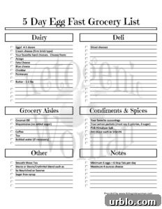 Free printable grocery list for keto egg fast