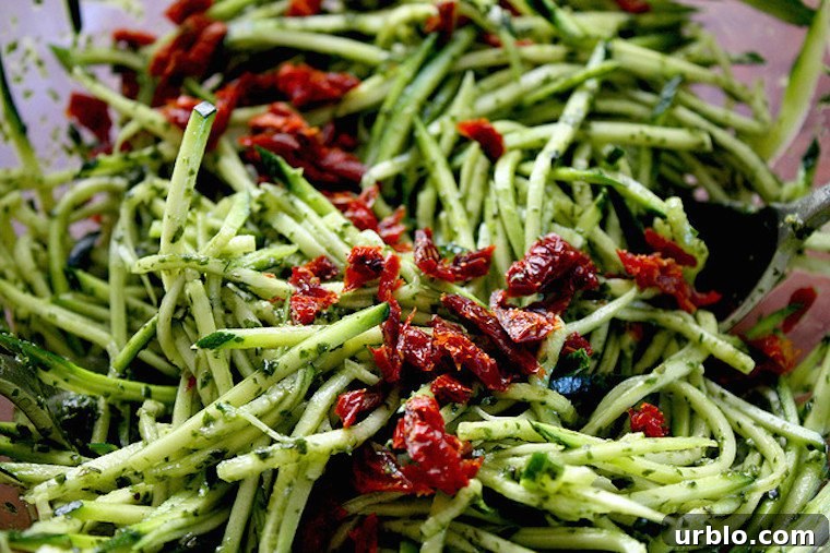 Julienned zucchini.