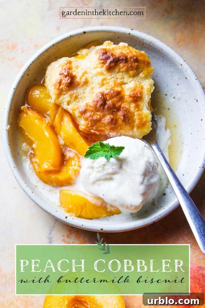 peach cobbler with buttermilk biscuits