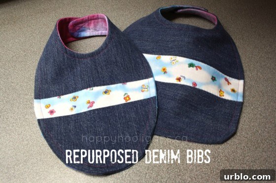 DIY Baby Bibs from Old Jeans and T-Shirts 3 repurposed denim bibs