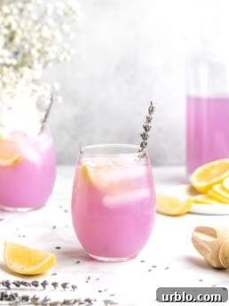 Lemonade is paired with floral lavender to create a lemonade that screams summer