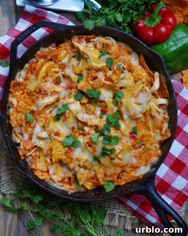 King Ranch Chicken Casserole with Doritos in an easy to make skillet recipe
