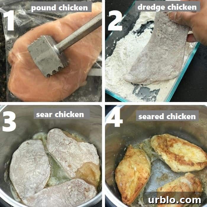 dredge and sear chicken cutlets in instant pot