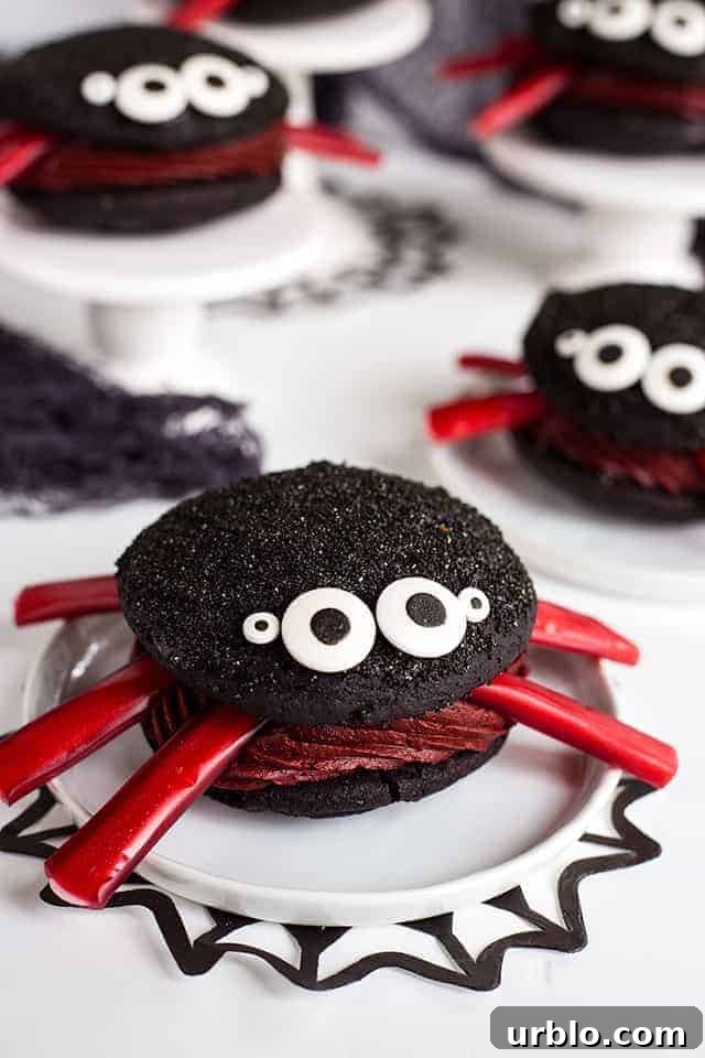 Spider Whoopie Pies Spider Whoopie Pies on a white plate with black spider web