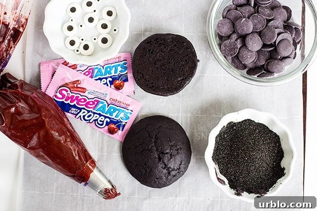 Fuzzy whoopie tops Whoopie pies dipped in black sanding sugar
