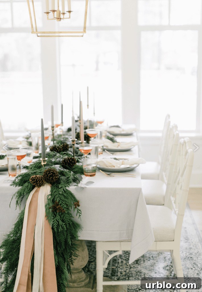 garland on dining table for christmas