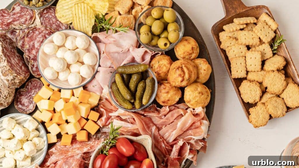21 Crowd-Pleasing Potluck Recipes That Outshine Store-Bought Dishes 8 A platter of meats, cheeses and crackers on a table.