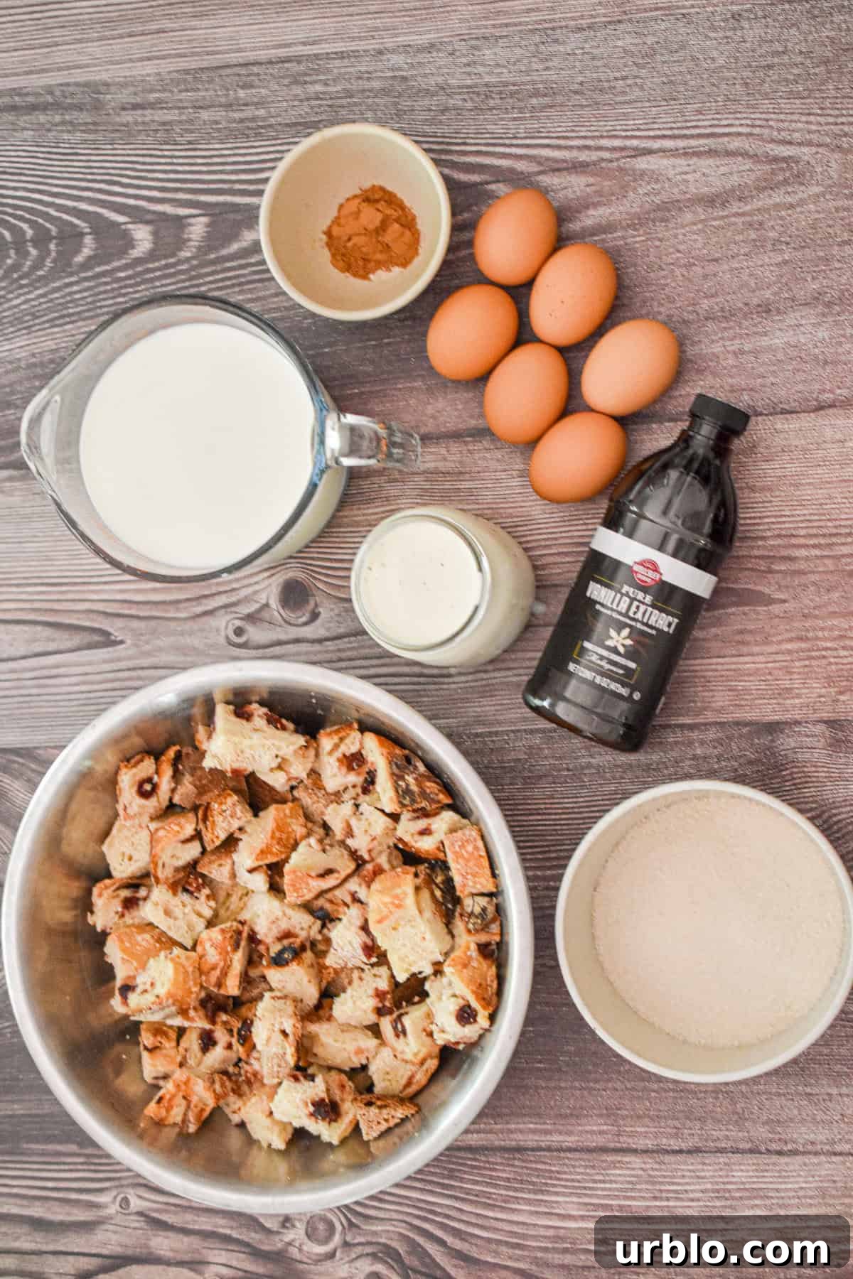 The ingredients for the sourdough bread putting is laid out.