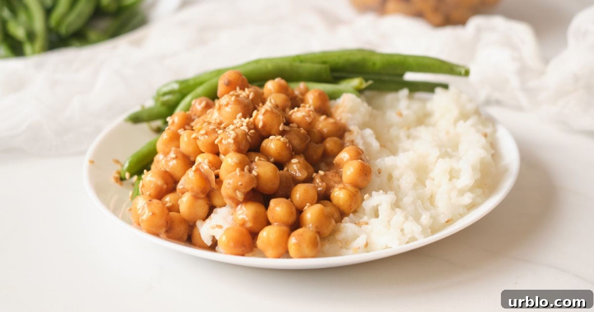 General Tso’s Hoisin Chickpeas — Vegan Comfort Takeout Recipe 7 plate of hoisin chickpeas.