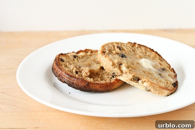 Sliced and Toasted Cinnamon Raisin English Muffins